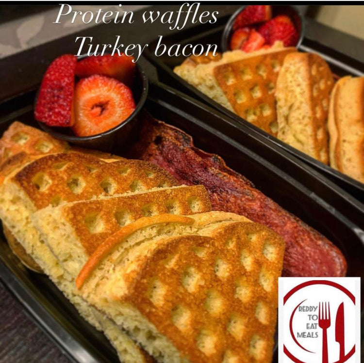 Protein waffles and bacon