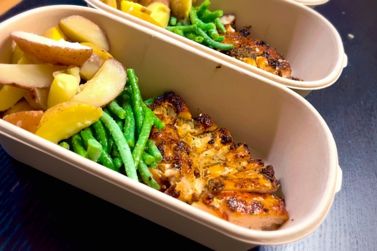 Chicken breast with red potatoes and green beans