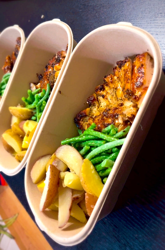 Chicken breast with red potatoes and green beans