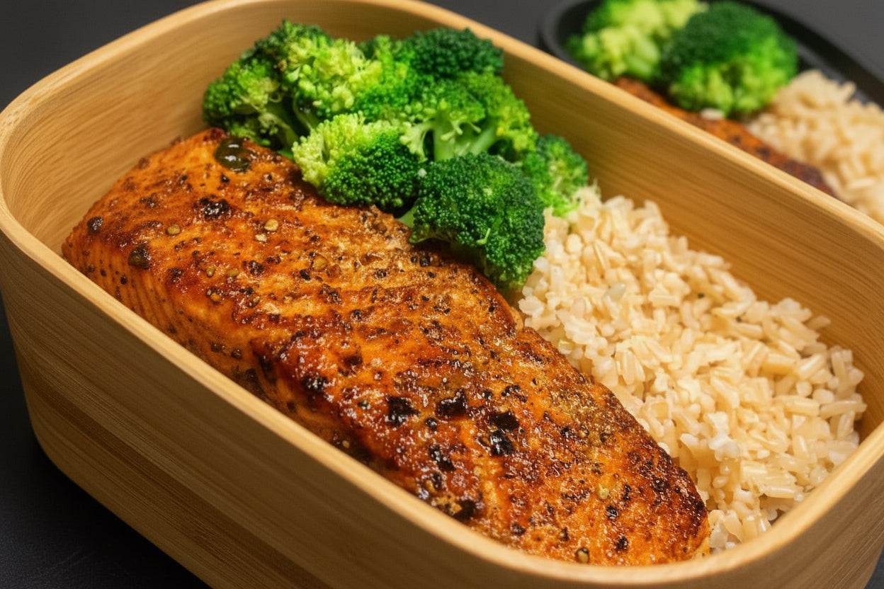 Blackened salmon with Broccoli (choose carb)